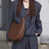 Crescent Bag Women Split Leather Semi Round Shoulder Bags Large Ladies Leather Crossbody Tote Bag