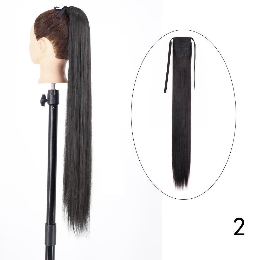 MERISIHAIR Длинный прямой галстук-бабочка на заколке для наращивания волос 55 85 см натуральный черный коричневый синтетический хвощ для женщин