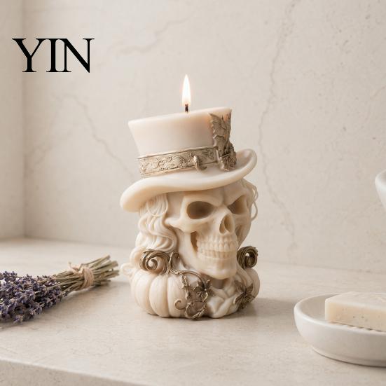 Silicone Skull Mold 3D Cowboy Mold, Halloween Skeleton Candle for Epoxy Resin, Making, Soap, Clay, Wax Casting, Home Decor Making