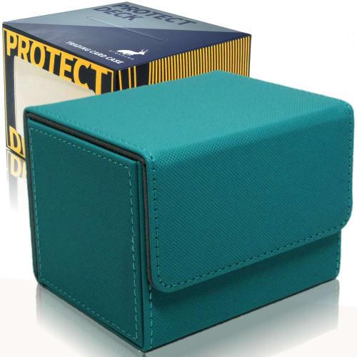 Areshika Protect Deck Trading Card Case, Leather, Magnetic Deck Case (Turquoise Blue)