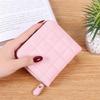Women Fashion Small Zipper Wallet with Coin Purse PU Leather Plaid Purses Ladies Cute Mini Korean Style Small Card Pack New