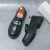 2024 Summer New Thick Bottom Mens Leather Loafers Dress Shoes Casual Business Gentleman Elegantes Office Pea Shoes Fashion Green