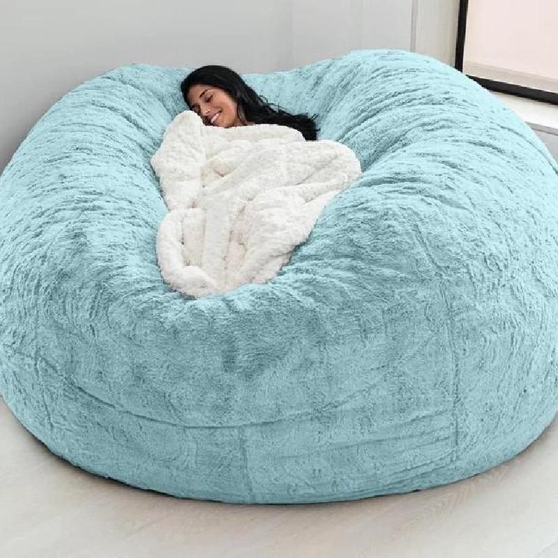Solid Color Large Soft Plush Portable Living Room Lazy Sofa Cover Bean Cover Bag