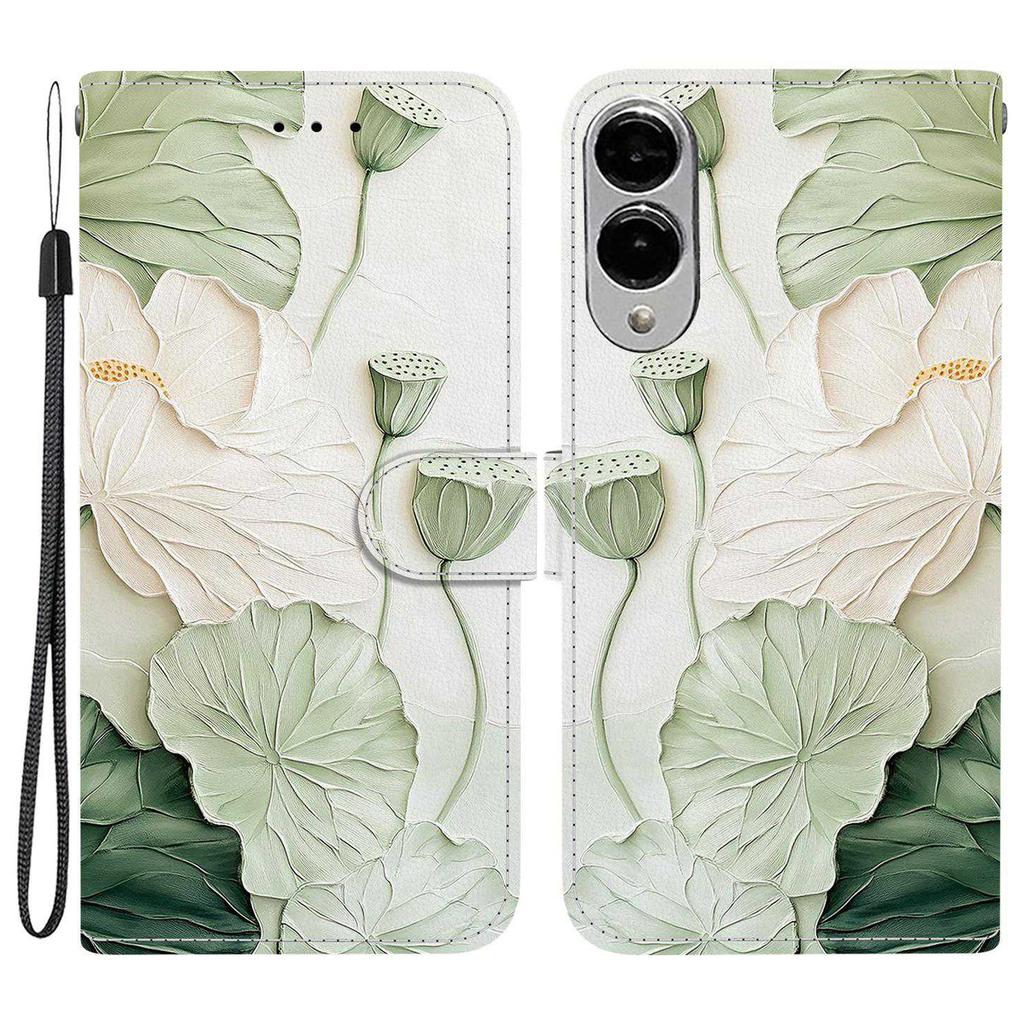 Для Samsung Galaxy S25 Edge Чехол-кошелек с принтом, кожаный чехол-подставка для телефона с ремешком