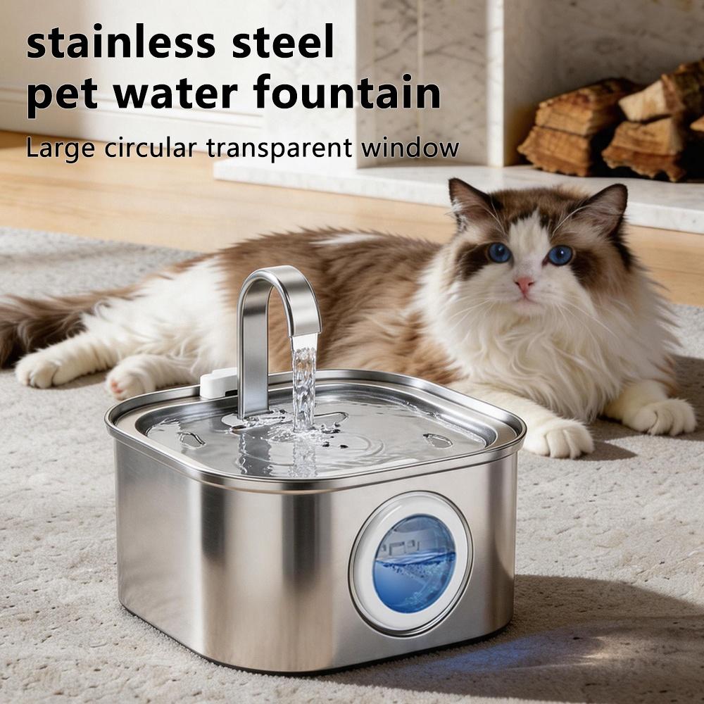 Factory 3.2L Quiet Operation Stainless Steel Pet Water Fountain Auto Cat Water Dispenser for Cats Kittens Puppies Indoor