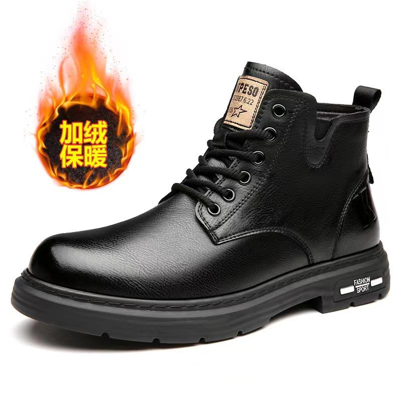 Высококачественные мужские ботинки из натуральной кожи, осенне-зимние высокие ботинки коричневого цвета, деловые, повседневные, британского стиля, на толстой подошве, ботильоны