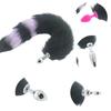 Black Fox Tail Anal Butt Plug Faux Fur Stainless Steel Cosplay Pet Play Butt Plug Tails
