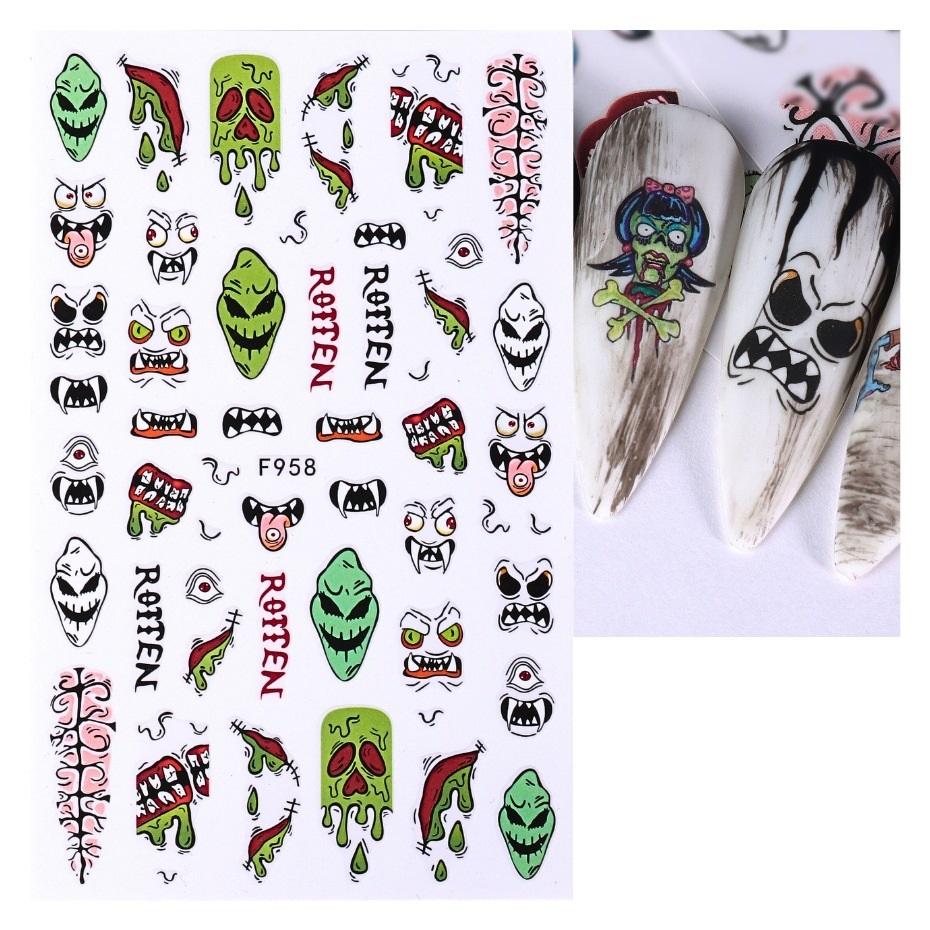 Nail Sticker 3D Liner Dark Butterfly Skull Flower Transfer Beautiful Decals Decoration Nail Art Accessories DIY Design