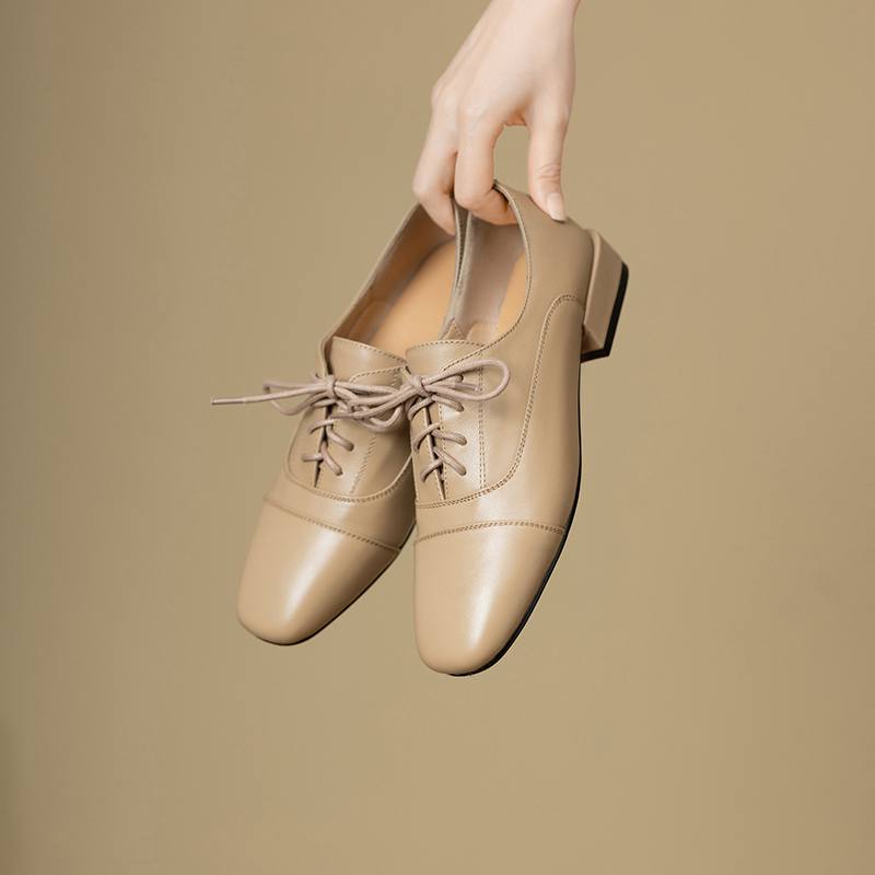 Туфли Krazing Pot из коровьей кожи с квадратным носком, размер 43, толстые низкие каблуки, модные офисные женские туфли с глубоким носком, осенние туфли-лодочки