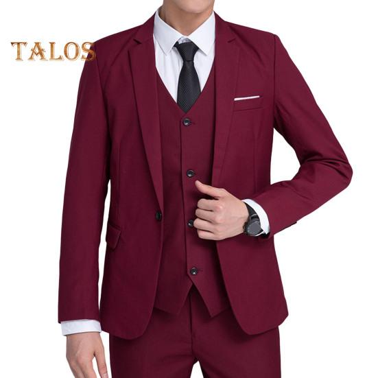 Мужской деловой пиджак с одной пуговицей и лацканами, однотонный деловой пиджак для повседневной носки, вечеринок, свадеб