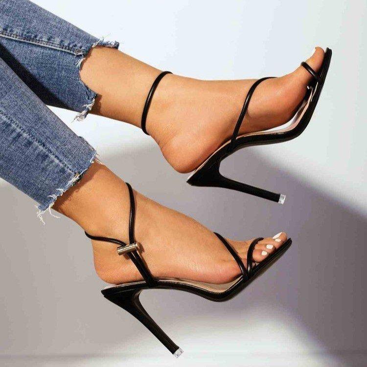 Новые весенне-летние женские босоножки на шпильке с открытым носком и высоким каблуком 2024 года, модные босоножки с открытым носком