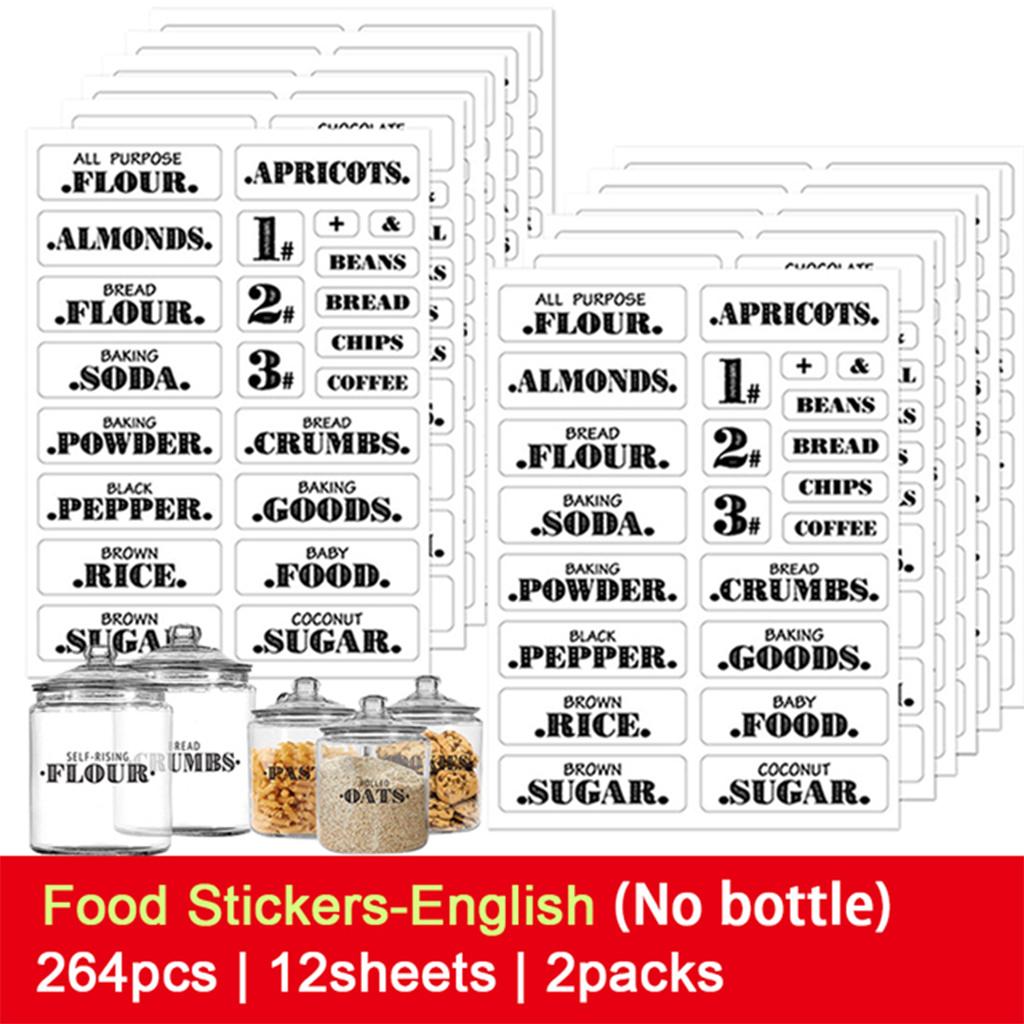 Наклейки для баночек со специями, с предварительно напечатанными черными буквами, прозрачные наклейки, подходят для круглых или прямоугольных баночек со специями, травяных приправ, кухонных этикеток
