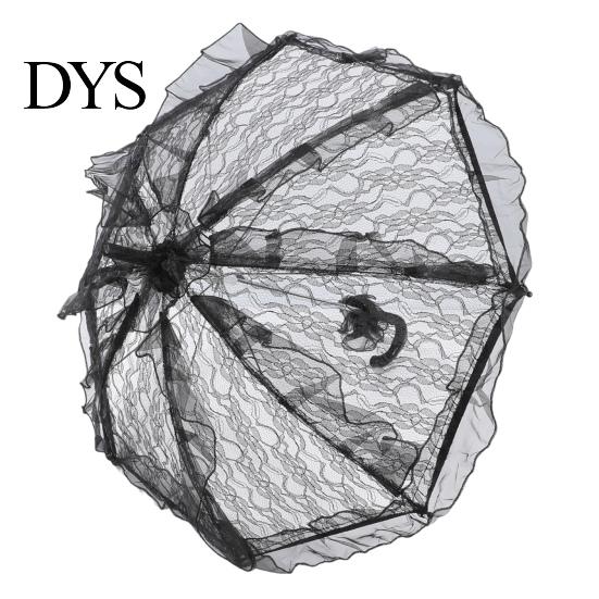 Fashionable Daily Travel Parasol Vintage Gothic Lace Umbrella, Black Bridal for Halloween Elegant Hollow Embroidery Umbrella Witch Cosplay,