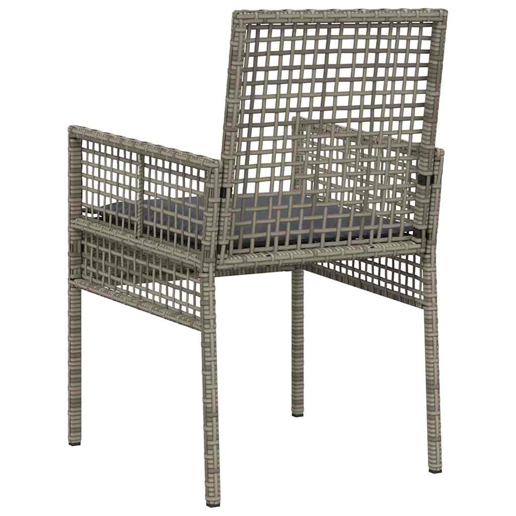 Garden Chair with Cushion 2 pcs Gray 55 x 53 x 85 cm Poly Rattan