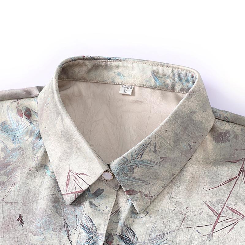 Stylish Autumn Lapel Shirt for Middle-Aged Women - Three-Quarter Sleeve
