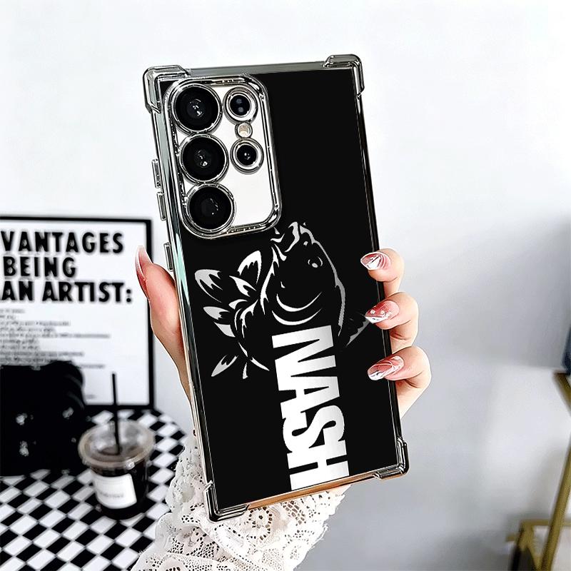 Nash Fishing Fish Mark Plating Phone Case For Samsung Galaxy S24 S25 FE S26 Edge S23 Ultra S22 S21 Plus S20 Anti-Fall Airabag Co