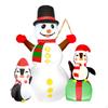 Christmas Inflatable Snowman with Two Cute Penguins Lighted Xmas Decoration 5.9ft Tall