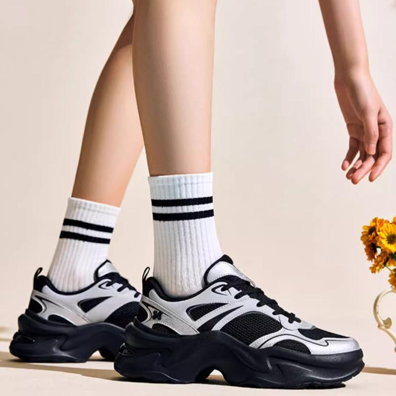 Anta Wear resistant And Lightweight Low top Chunky Sneakers Women's Black Silver Sneakers 922528821-4