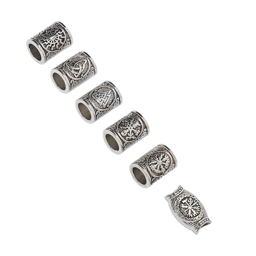 6pcs Beard Hair Beads Alloy Elegant and Stylish Vintage Hair Tube Beads for Women Men