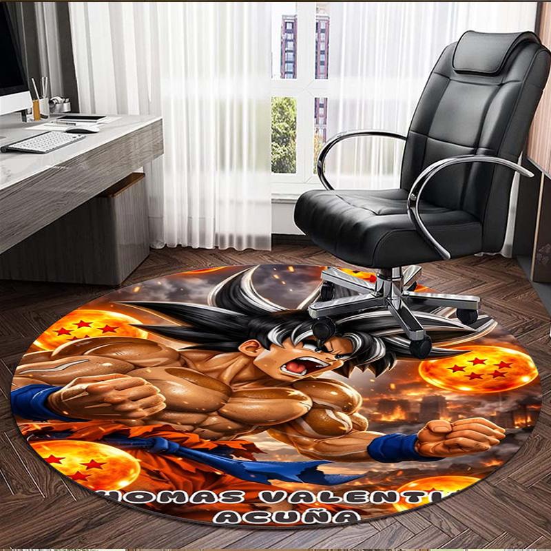 DRAGON BALL Print Round Rug, Washable Floor Carpet, For Entryway Dorm Laundry Room Office Study, Home Decor Birthday Christmas Gift