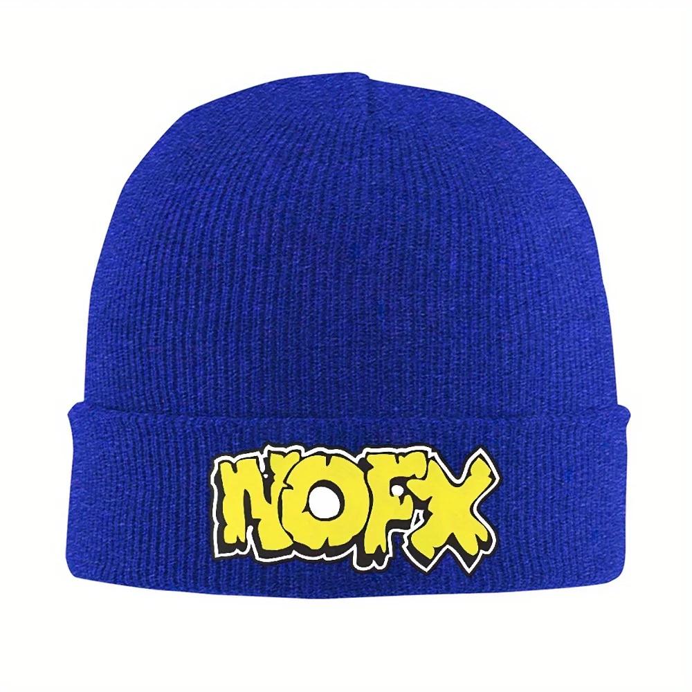 Шляпа-бини NOFX Логотип панк-группы Вязаные шапки для женщин Унисекс Зимние шапки Акриловые теплые шапки