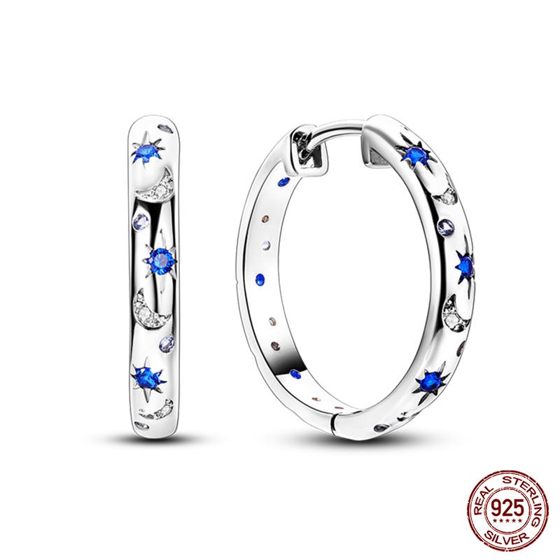 Новые женские серьги из стерлингового серебра 925 пробы, роскошные серьги из розового золота в форме сердца со звездами и луной, изысканные ювелирные украшения в подарок на день рождения