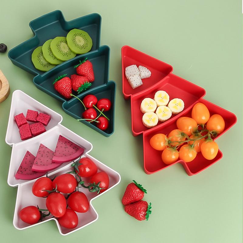 Рождество Креативная форма Рождественской елки Конфеты Закуски Орехи Сухофрукты Пластиковая тарелка Блюда для закусок Чаша Поднос для завтрака