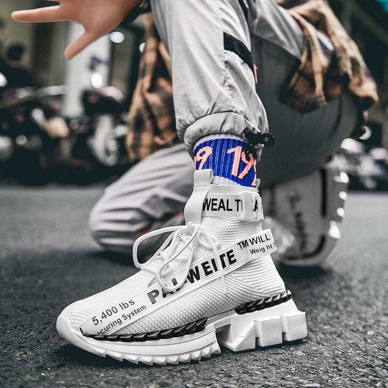 Women's Men's Knitted Breathable Sneakers Socks Boots High Top Running Shoes 39-47