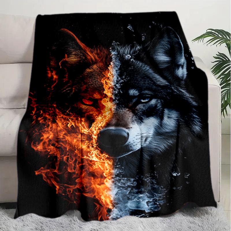 1PC Wolf Elements printed blanket, all season lightweight home office outdoor nap multifunctional blanket A9