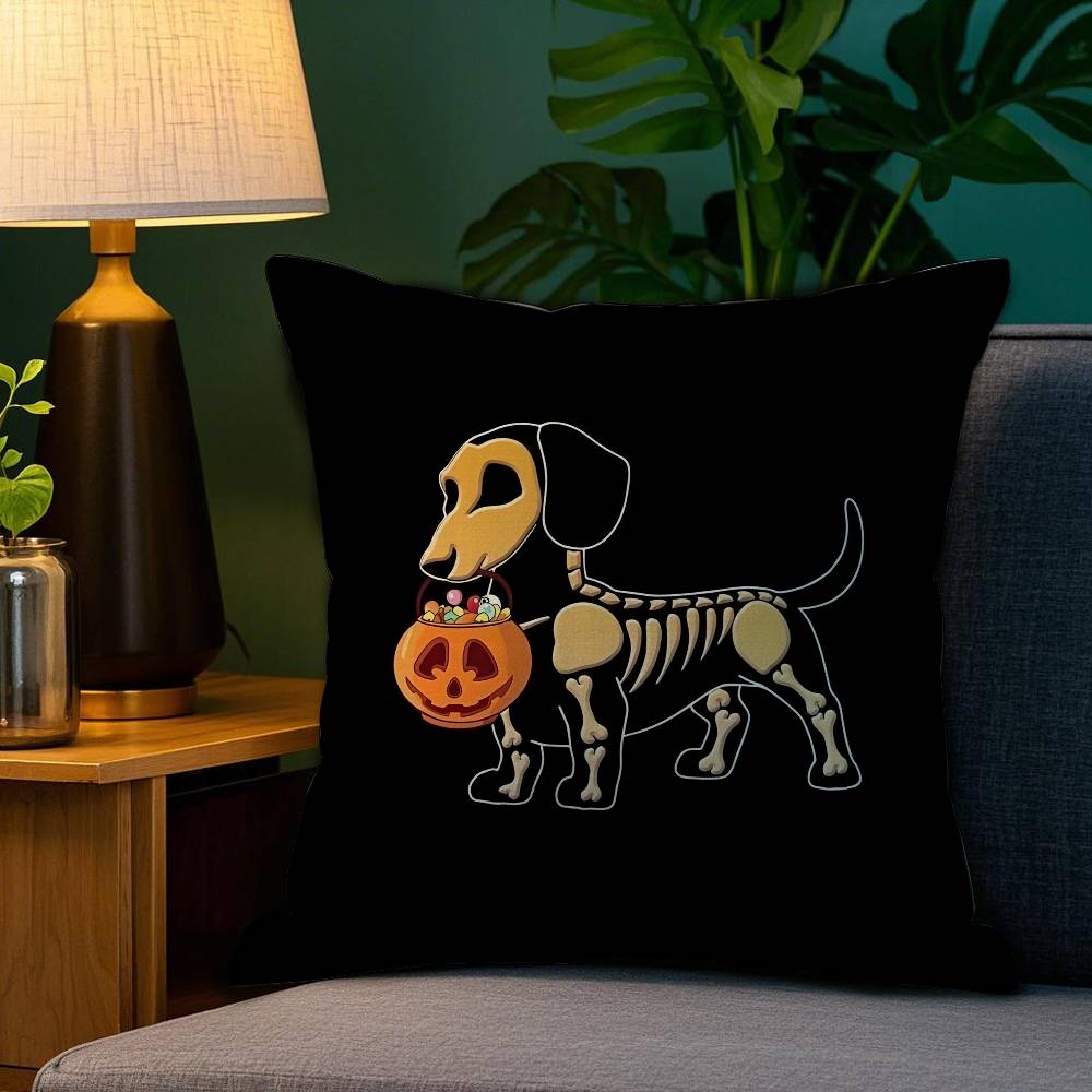 Halloween Pumpkin Skull Pillow Case Plush Fabric Soft Double Sided Print Home Sofa High Quality Cushion Cover Throw