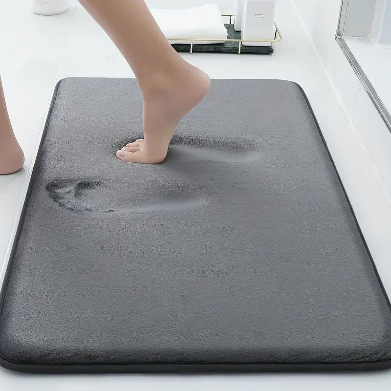 Solid Color Thickened Flannel Bathroom Absorbent Cushion Furry Toilet Shower Room Non-slip Floor Mat Entrance Mat