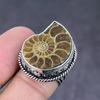Кольцо из стерлингового серебра 925 пробы с натуральным аммонитом, ручной работы, размер 6 s5D96