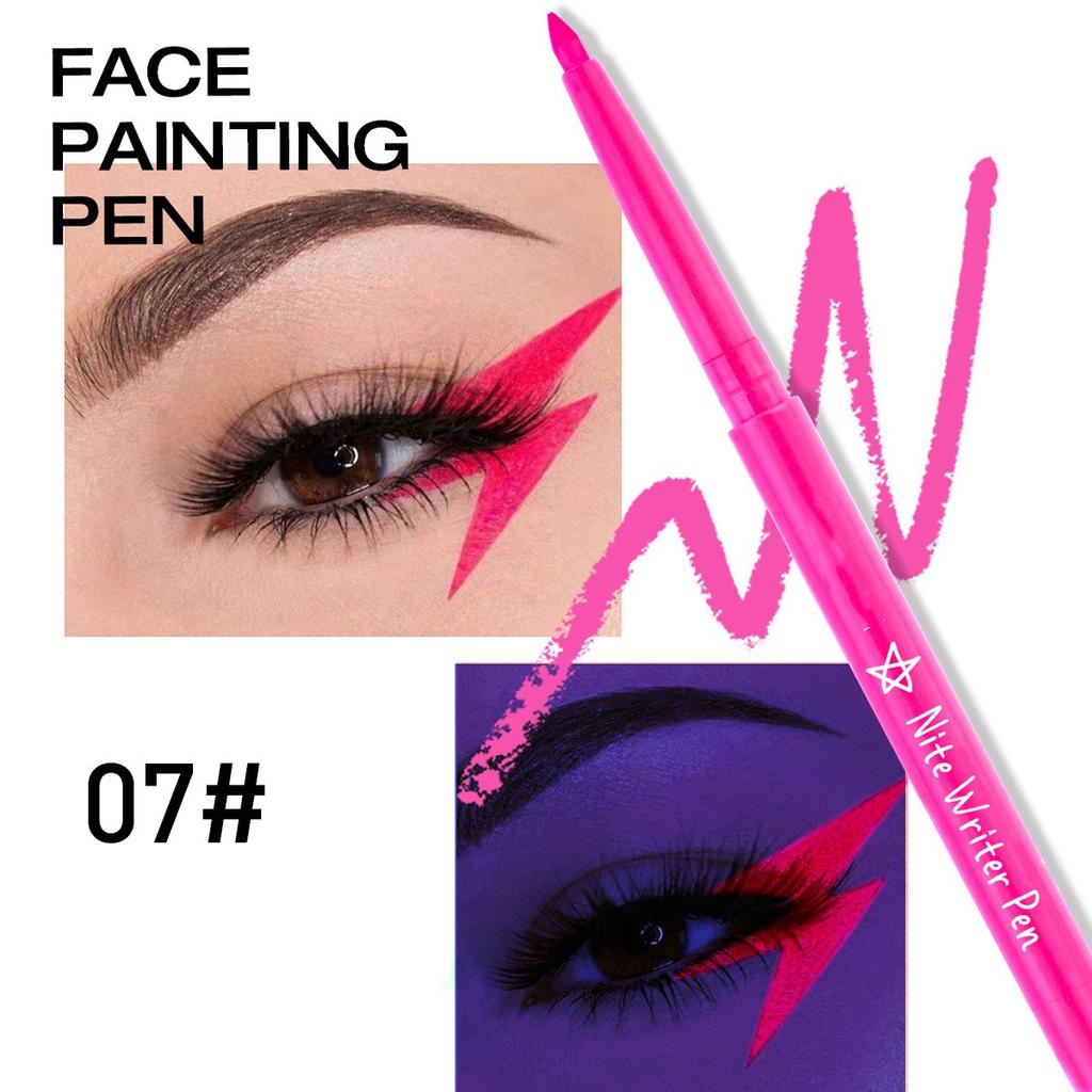 Colorful UV Waterproof Luminous Eyeliner Gel Pen Fluorescent Eyeliner Pen Halloween Christmas Party Stage Face Color Paint Pen