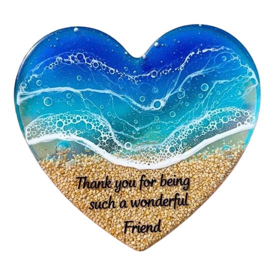 Ocean Pocket Heart Glass Beach Heart Ornament Handmade Pocket Sea Mini Heart Keepsake Gift for Friend Valentine's Day Birthday