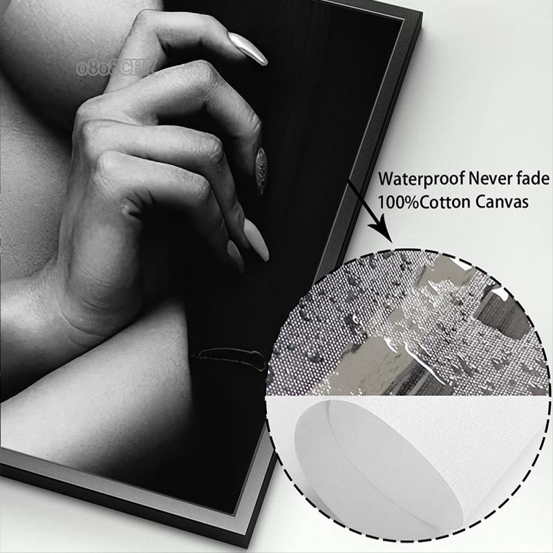 Современная мода, сексуальная женщина, боди-арт, холст, картина, черно-белые постеры с персонажами, принт, холст, настенное искусство для декора гостиной