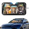 Cat Driving Car Pattern Car SunShade Windshield Foldable Three-layer Insulation Sunshade By Suction Cup Blocks UV Rays Sun
