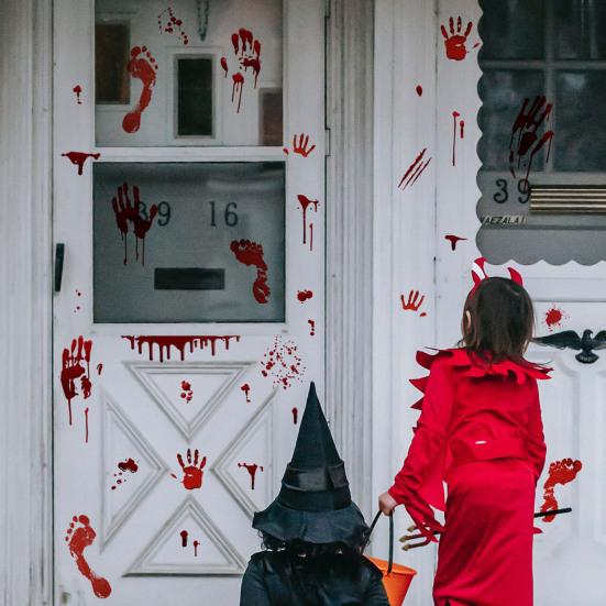 45390 Sheets Red Handprint Footprint Wall Sticker Halloween Spooky Waterproof PVC Self-adhesive