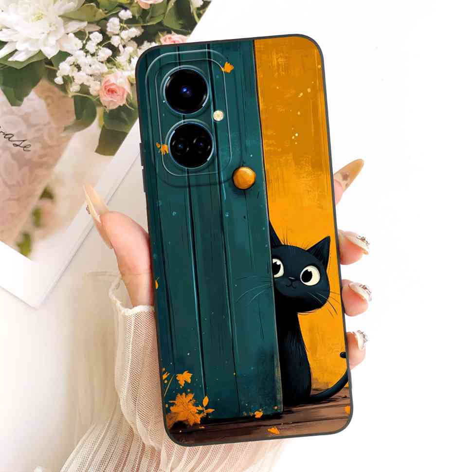 For Tecno Camon 19 CI6n Case Blue Pattern Cat Cover Soft Silicone Casing For Tecno Camon 19 Camon19 Cover Phone Shell