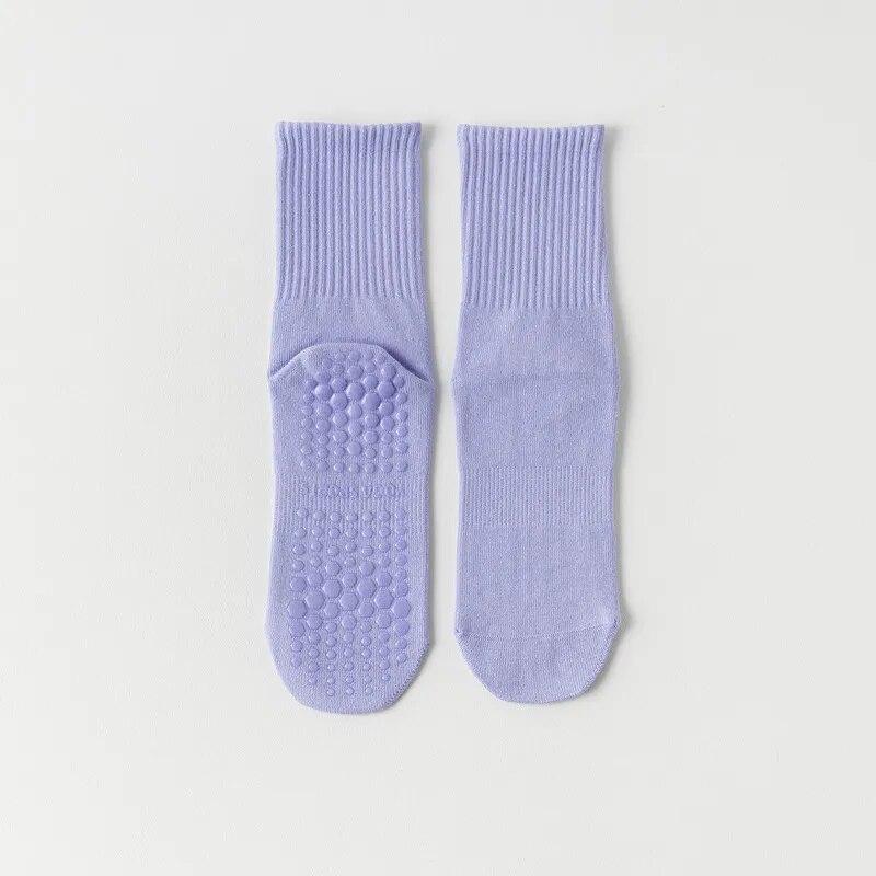 New Cotton Breathable Mid Calf Yoga Pilates Socks Silicone Non-slip Fitness Socks Indoor Dance Gymnastic Training Floor Socks