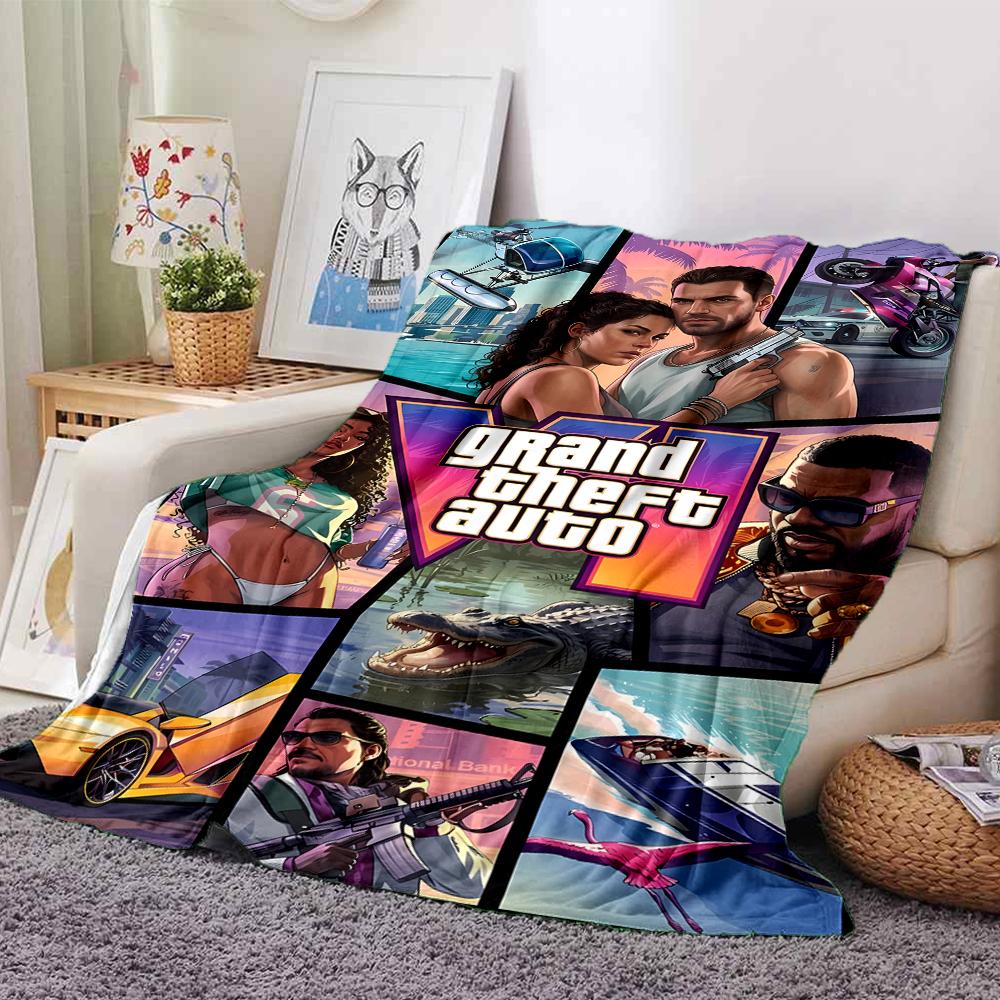 1pc Blanket - Game Grand Theft Auto Print Design,Lightweight Blanket for Sofa,Bed- Soft &Warm,Gift for All Seasons