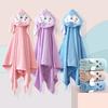 Hooded Baby Towel Button-up Absorbent Bathrobe Cartoon Animal Coral Velvet Cape Towel for Girls Boys Toddlers Home Pool Use