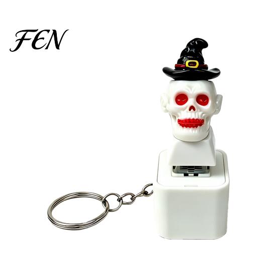 Novelty Keychain for Kids Halloween Fidget Toy with LED Light, Pumpkin Ghost Skull Sound Unique Birthday Gift Boys Girls Button, USB Rechargeable