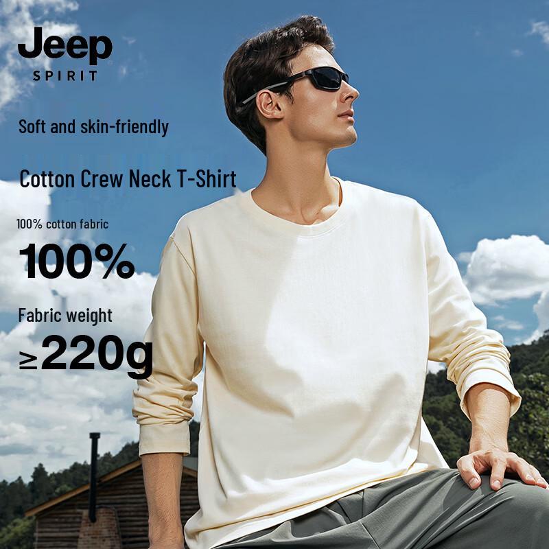 Мужская хлопковая футболка с длинным рукавом JEEP SPIRIT, свободного кроя, с круглым вырезом