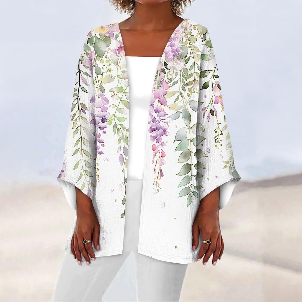 Женская повседневная модная легкая куртка средней длины с принтом в стиле ретро, ​​кардиган