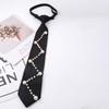 Korean Style Pearls Tie Black Decoration Shirt Tie Elegant Hand-beaded Long Necktie  Students