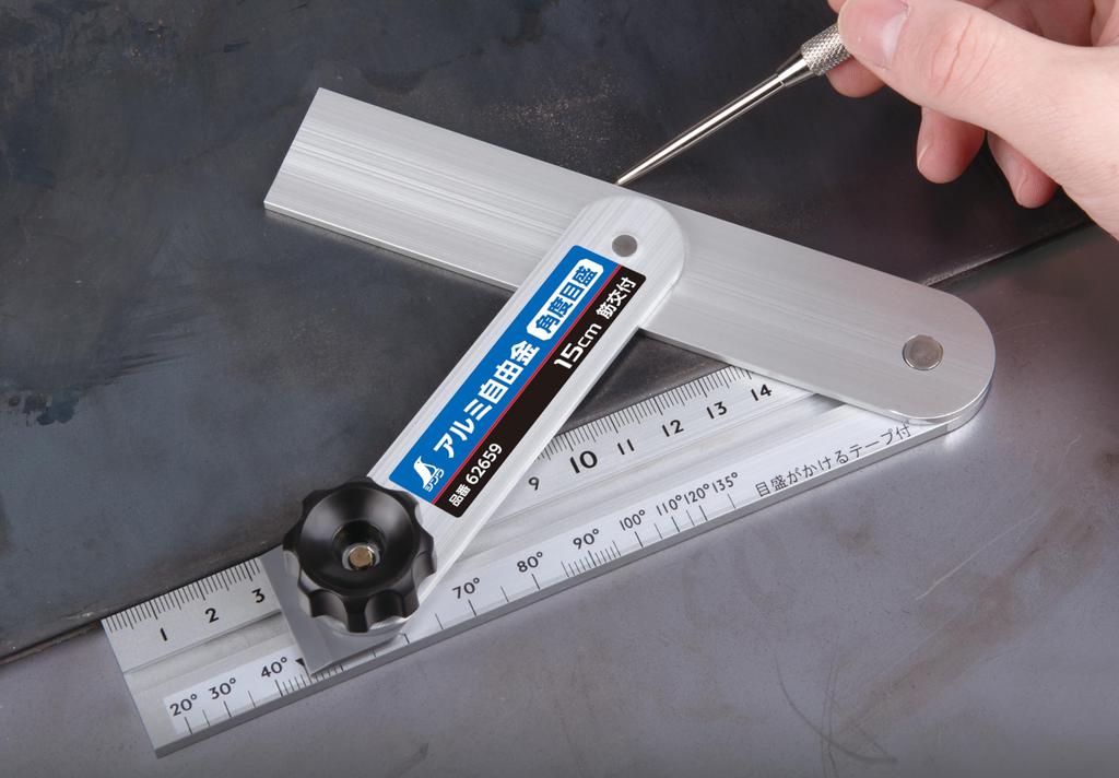 Shinwa Sokutei Aluminum Free Gold 15cm Angle Scale Lined 62659 Total Length 189mm 140g As a Guide for Angle Measurement Comes with Writing Tape