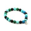 Stones and Minerals. Chrysocolla + Turquoise + Black Agate 8 Mm Pearl Bracelet. Made In France.
