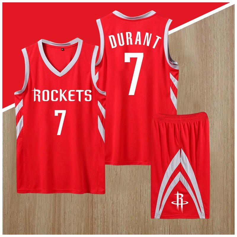 Basketball Jersey Set Rockets Team Quick Dry Sportswear Men