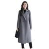 Women Jacket Turn-down Collar Pockets Solid Color Double-breasted Loose Fit Overcoat Thermal Long Sleeved Commuting Dating Spring Fall Winter Coat