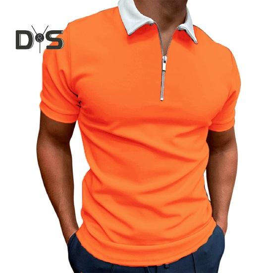 Мужская футболка с воротником-молнией, однотонная, с коротким рукавом и лацканами, повседневная, облегающая, летняя, для улицы, отпуска, работы, спорта